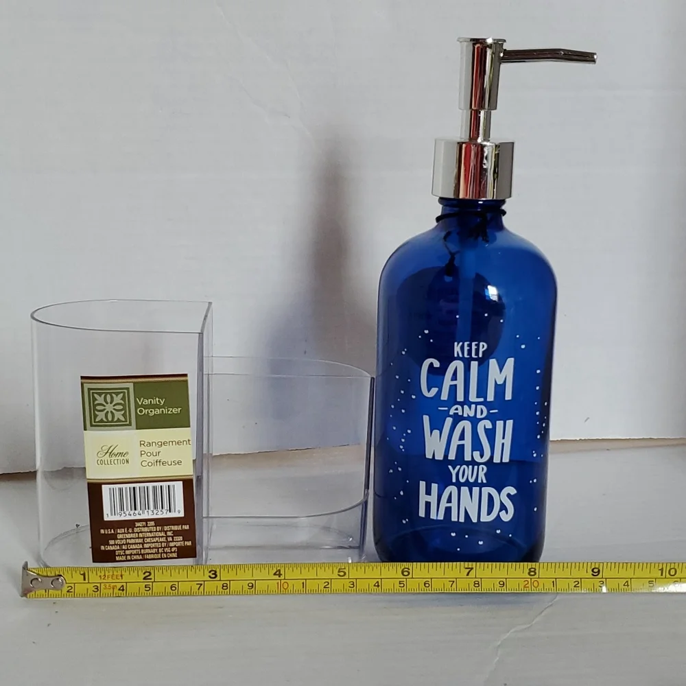 Pump Dispenser Clear Vanity Organizer Soap Lotion Tooth Makeup Brush CONTAINER